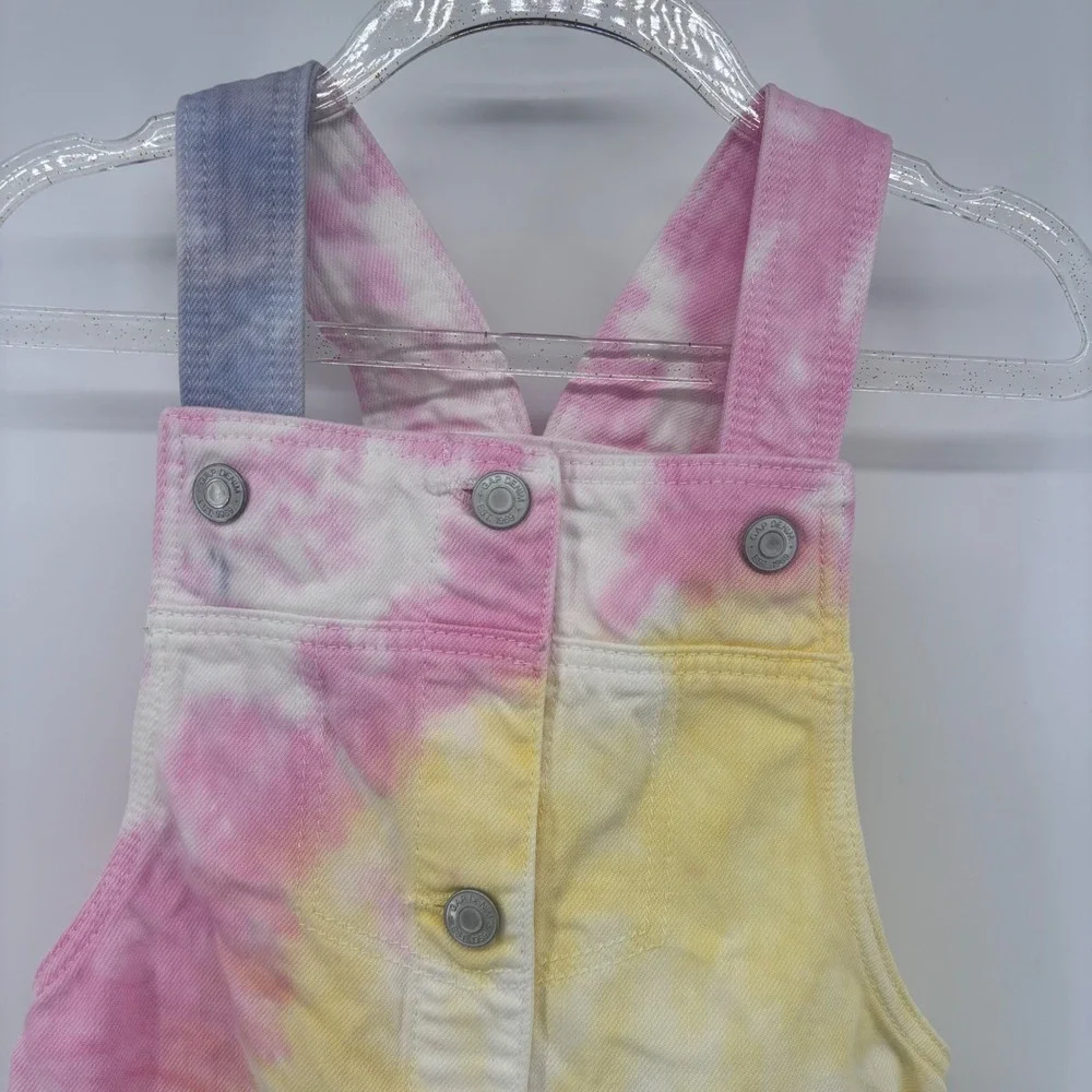 Tie Dye Overall Dress‎ Girls Casual Colorful Button Front Sun Dress 5T